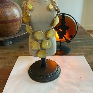 Harlequin Opal Acrylic Statement Necklace and Earrings Set